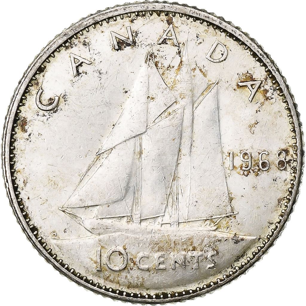 Canada | 10 Cents Coin | Nickel | 2nd portrait | KM:72a | 1968