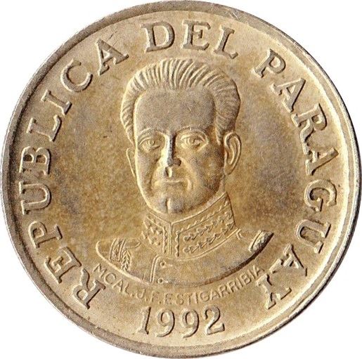 Paraguay | 50 Guaranies Coin | Marshal José Félix Estigarribia | Km:191 | 1992