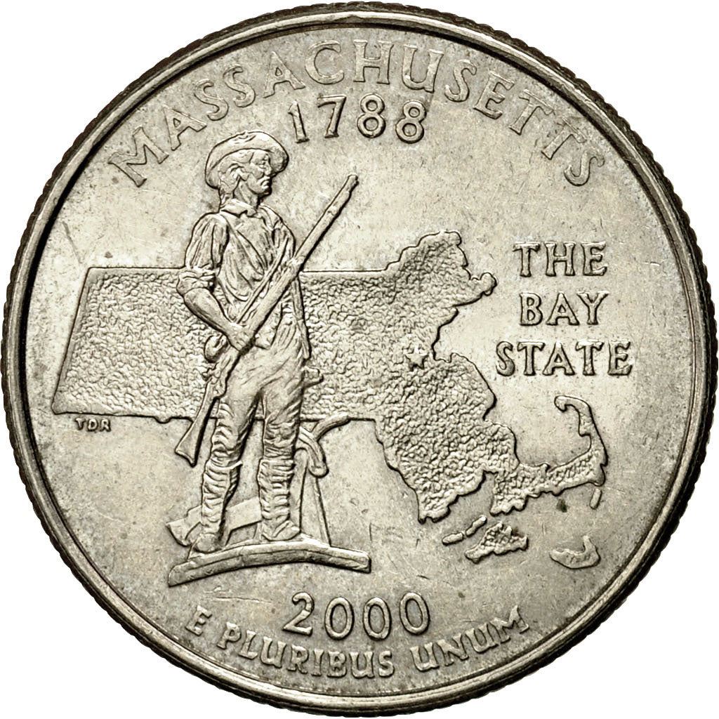 United States | 1/4 Dollar Coin | Massachusetts | Km:305 | 2000