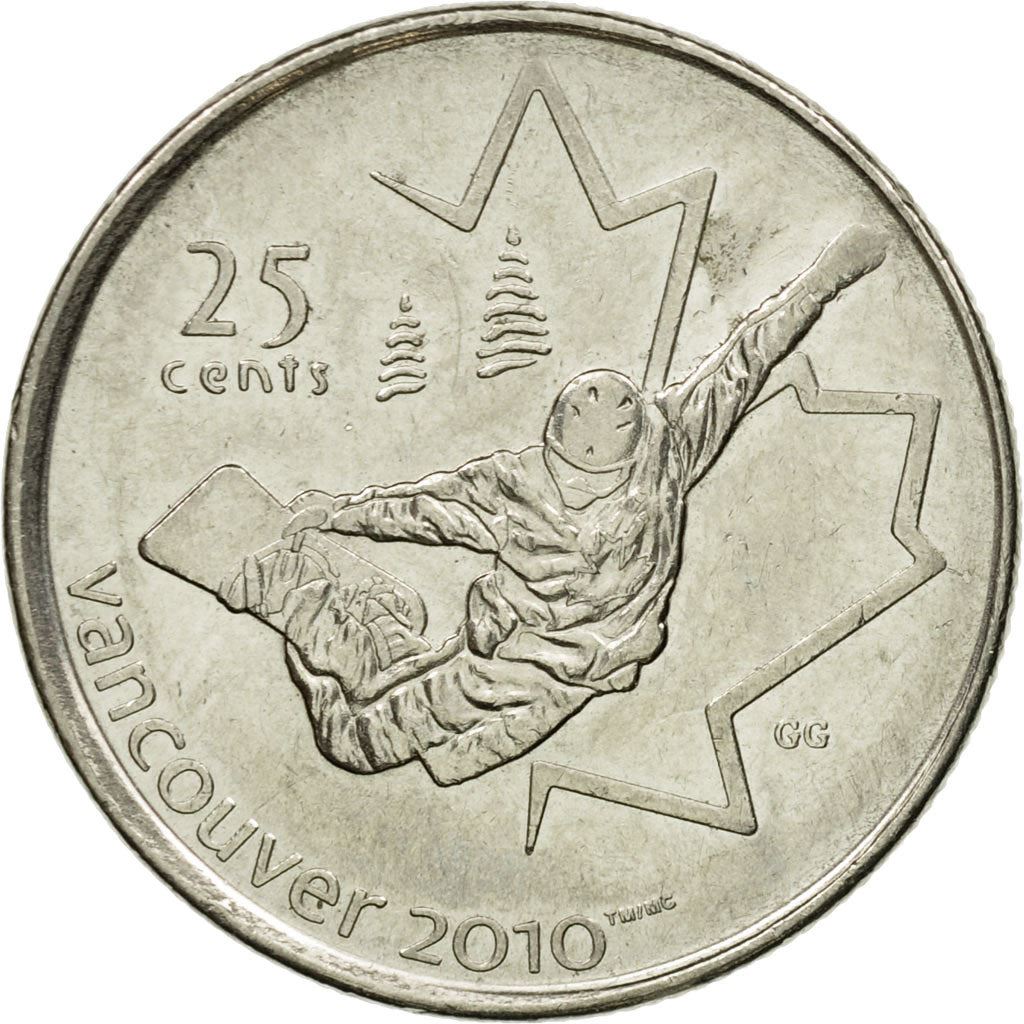Canada | 25 Cents Coin | Nickel plated steel | Snowboarding | KM:768 | 2008