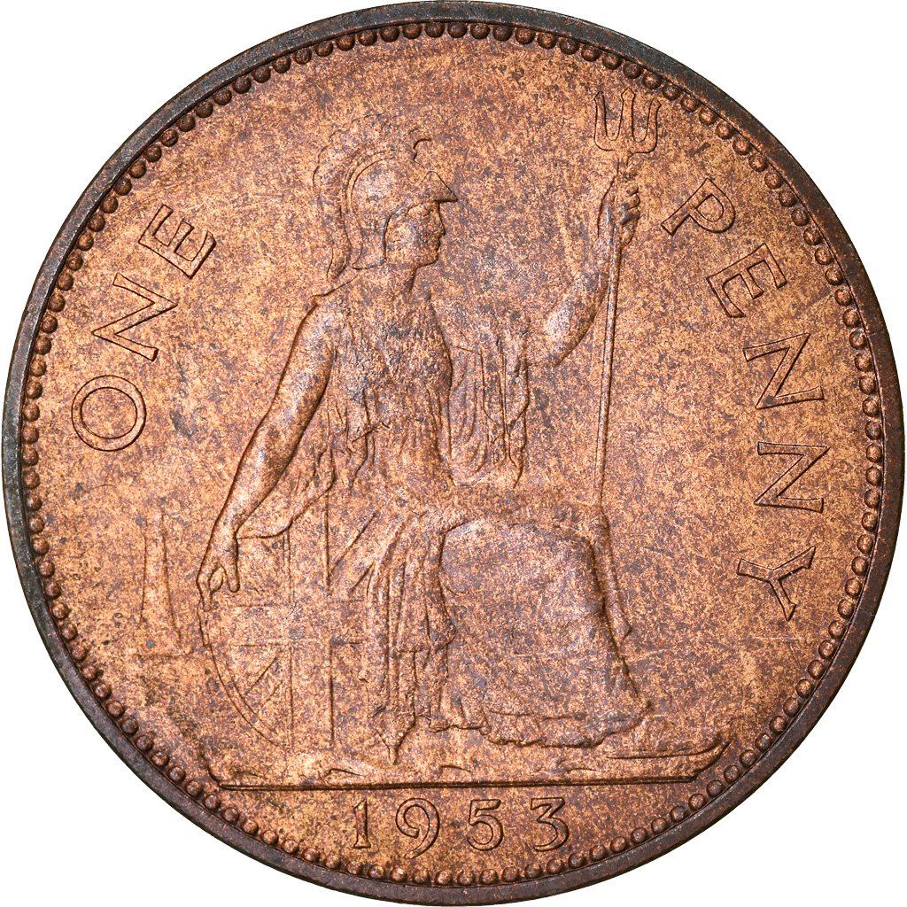 United Kingdom | 1 Penny Coin | Britannia | KM:883 | 1953