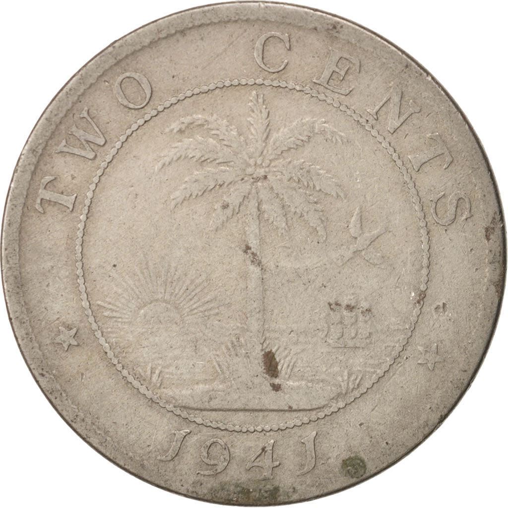 Liberia | 2 Cents Coin | Elephant | Km:12A | 1941 - 1978