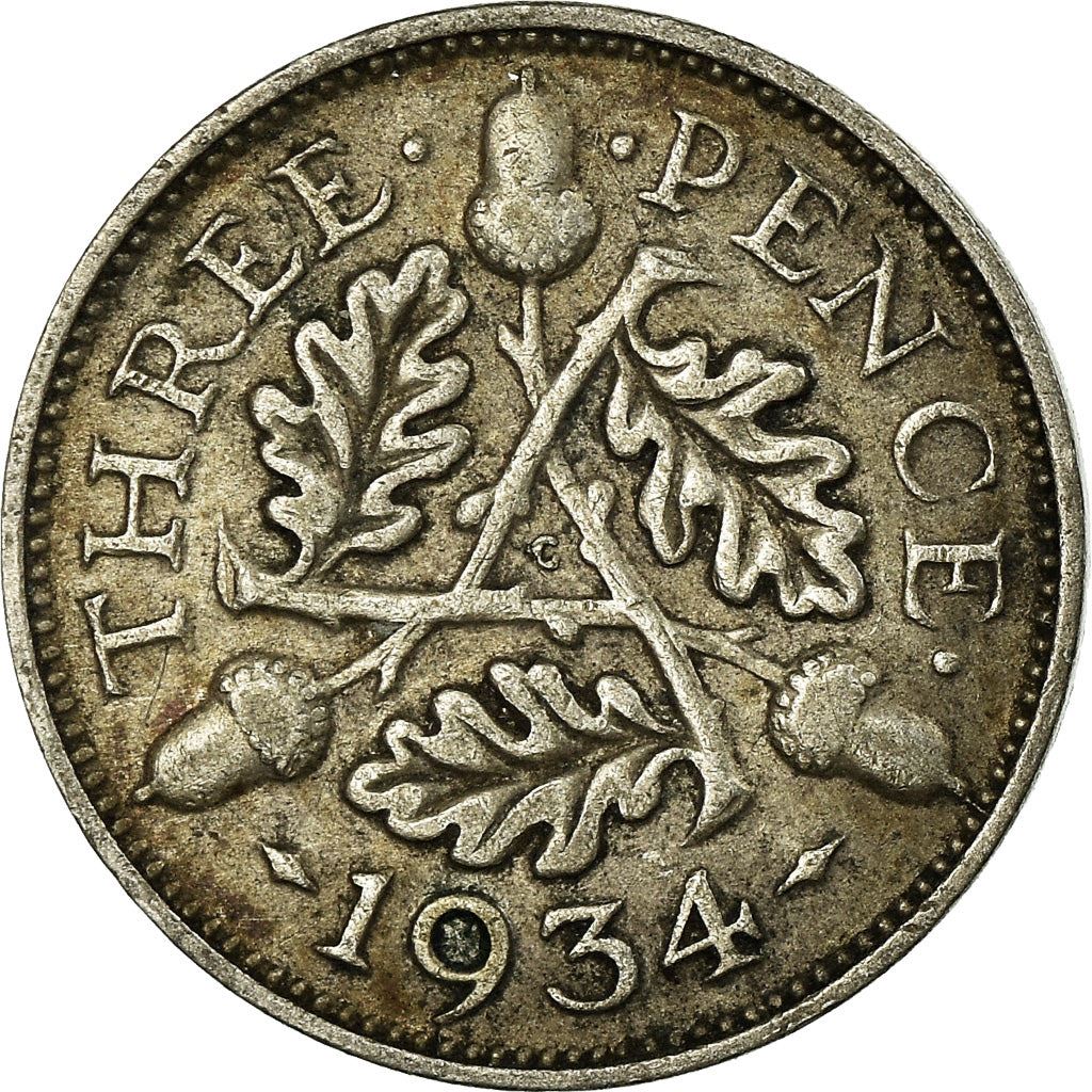 United Kingdom | 3 Pence Coin | George V | KM:831 | 1927 - 1936