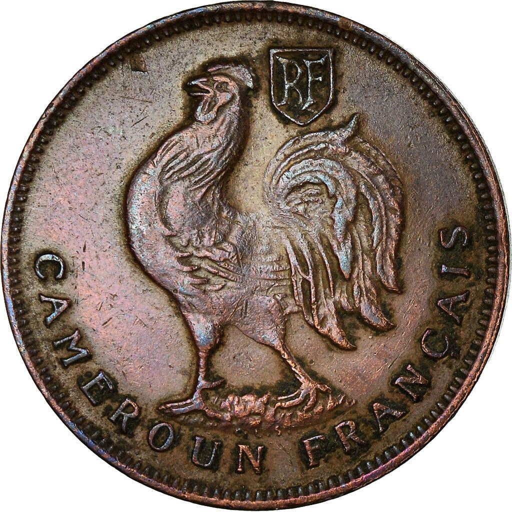 French Cameroon | 1 Franc Coin | Rooster | Lorraine Cross | Km:5 | 1943