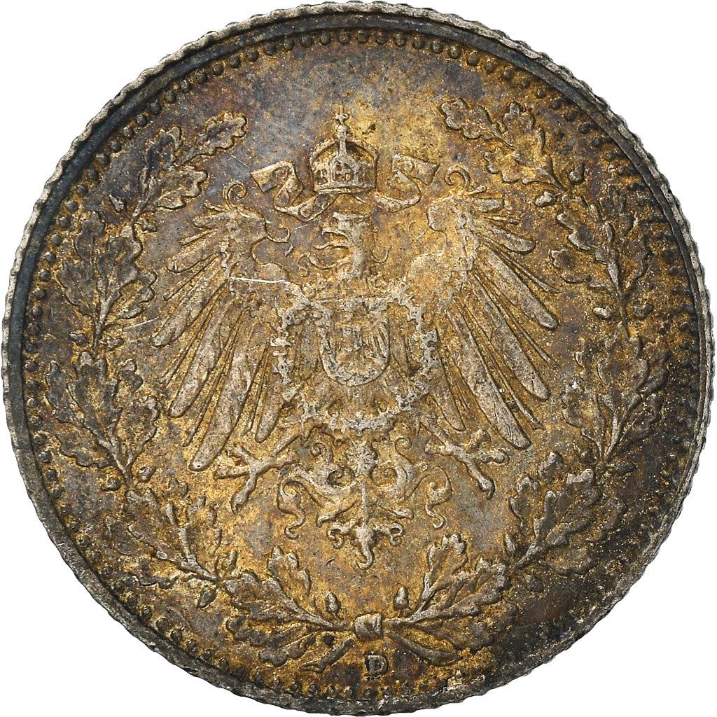 German Empire 1/2 Mark Coin | Deutsches Reich | Wilhelm II | Type 2 | KM17 | 1905 - 1919