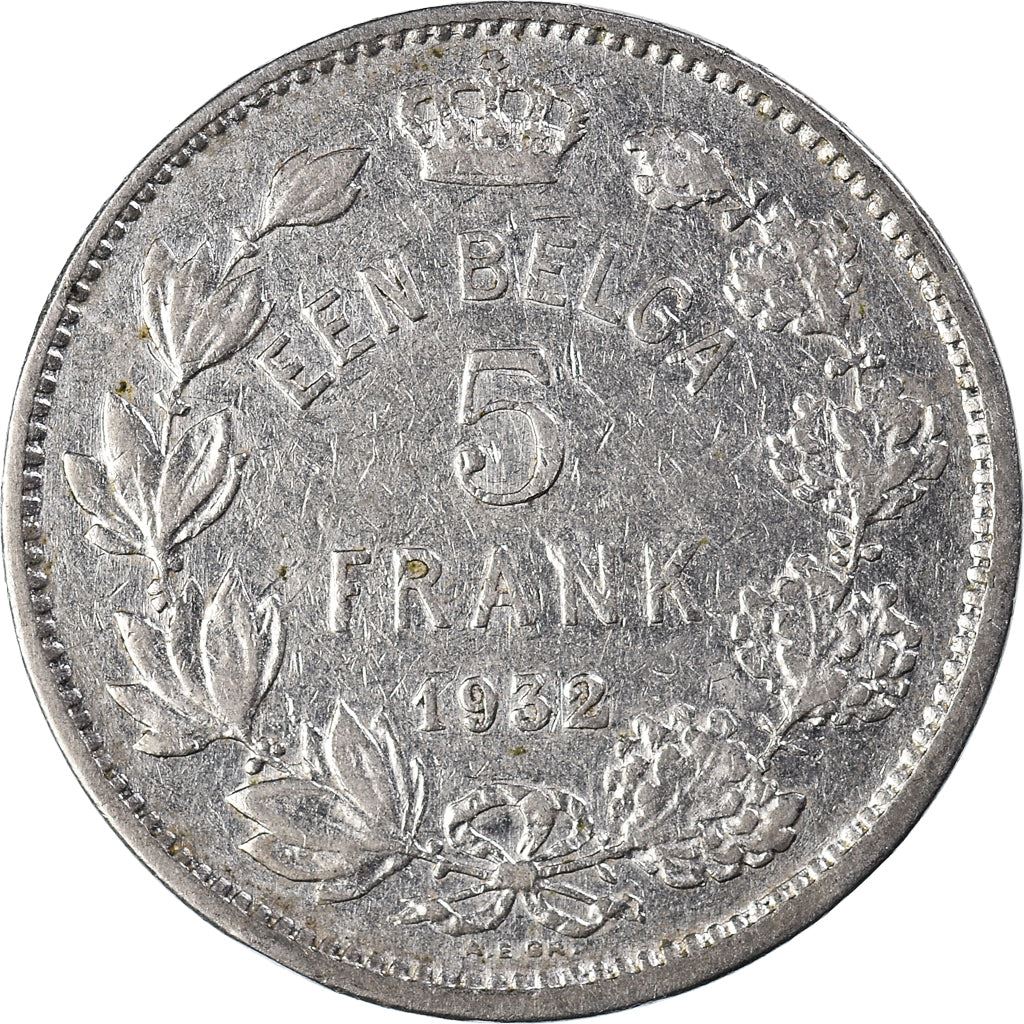 Belgian 1 Belga / 5 Francs Coin | Albert I Belgie | Star | Olive | KM98 | 1930 - 1933