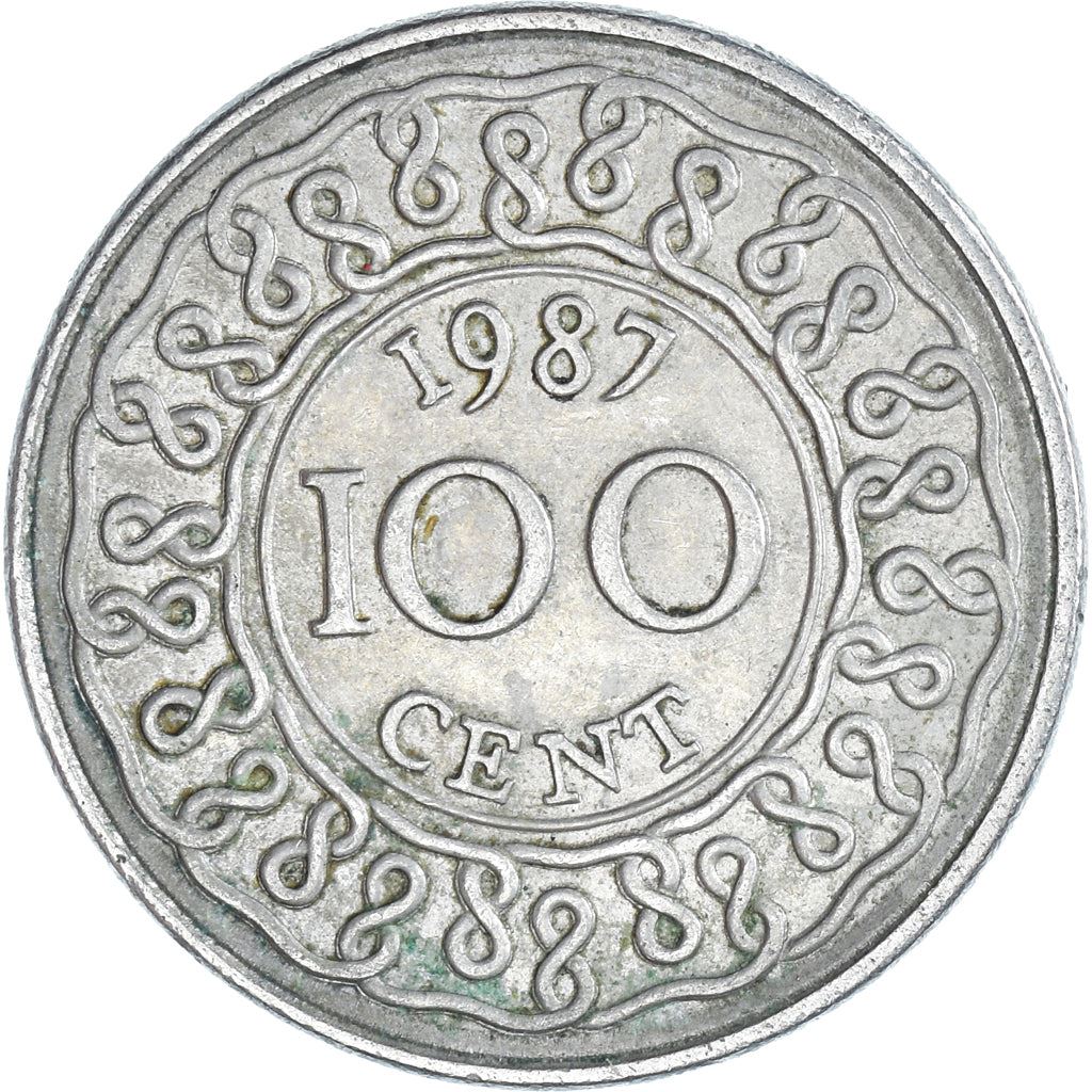 Suriname | 100 Cents Coin | Wreath | Natives | Km:23 | 1987 - 2017