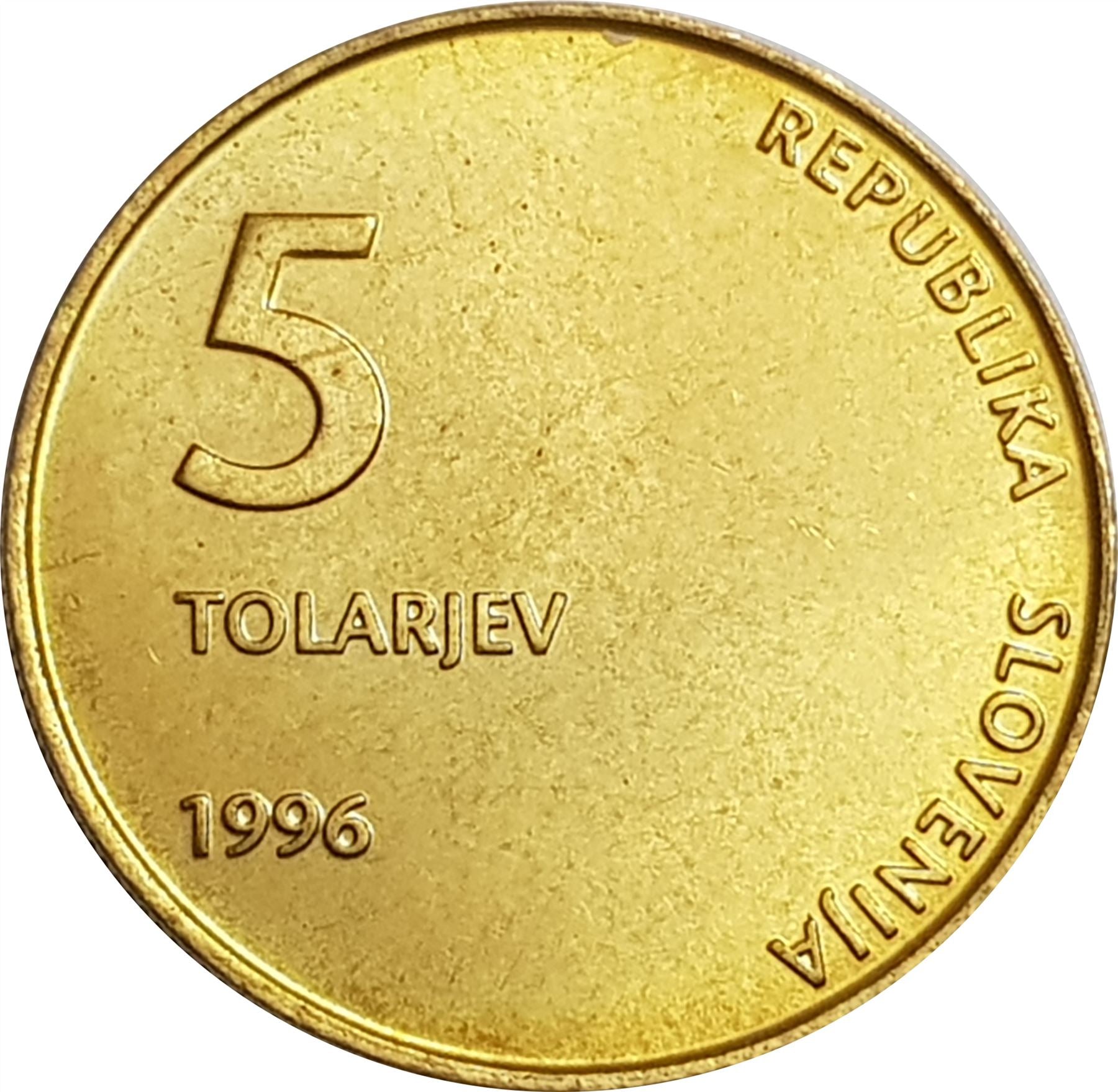 Slovenia 5 Tolarjev Coin | Independence | Carnation Flower | KM32 | 1996