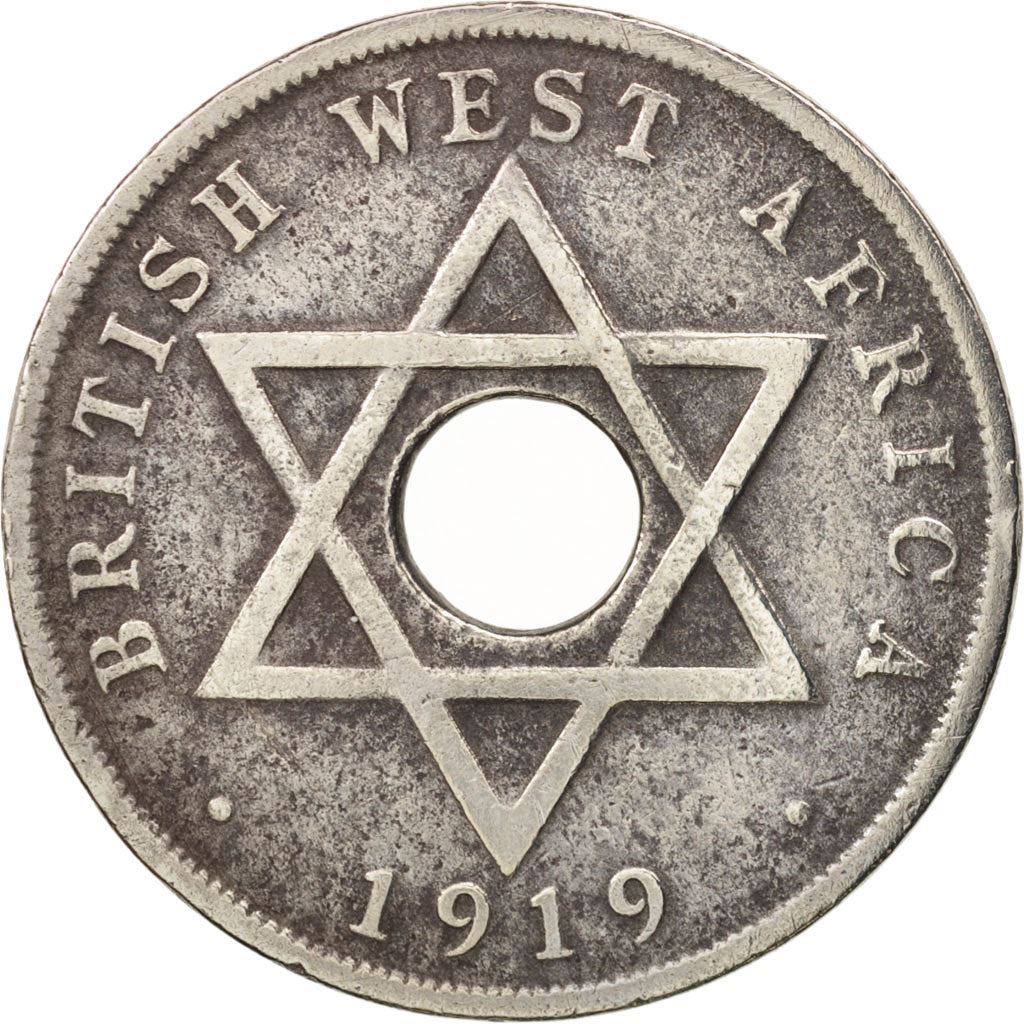 British West Africa | 1 Penny Coin | Crown | Hexagram | Km:9 | 1912 - 1936