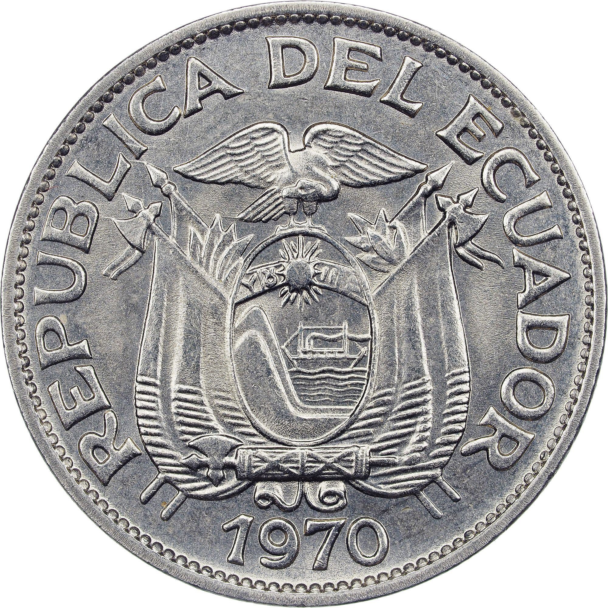 Ecuador | Moneta da 5 centavos | Acciaio rivestito di nichel | KM:75c | 1970