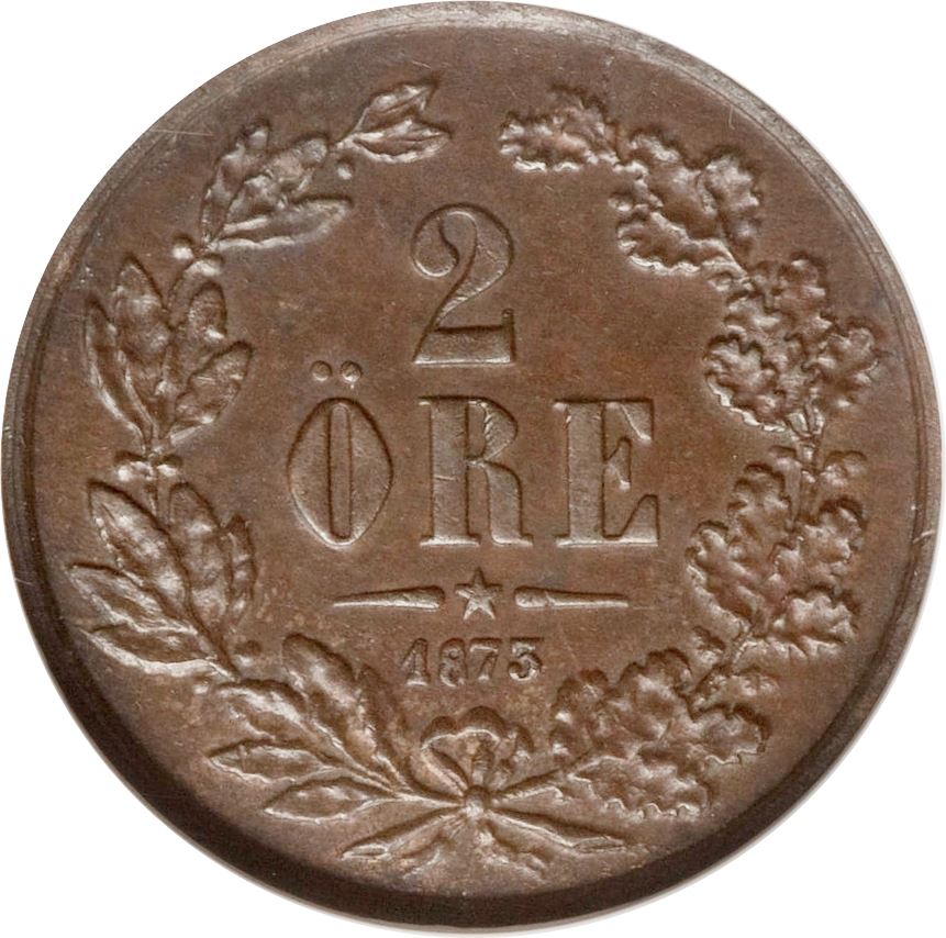Sweden | Swedish 2 Ore Coin | Oscar II | KM729 | 1873