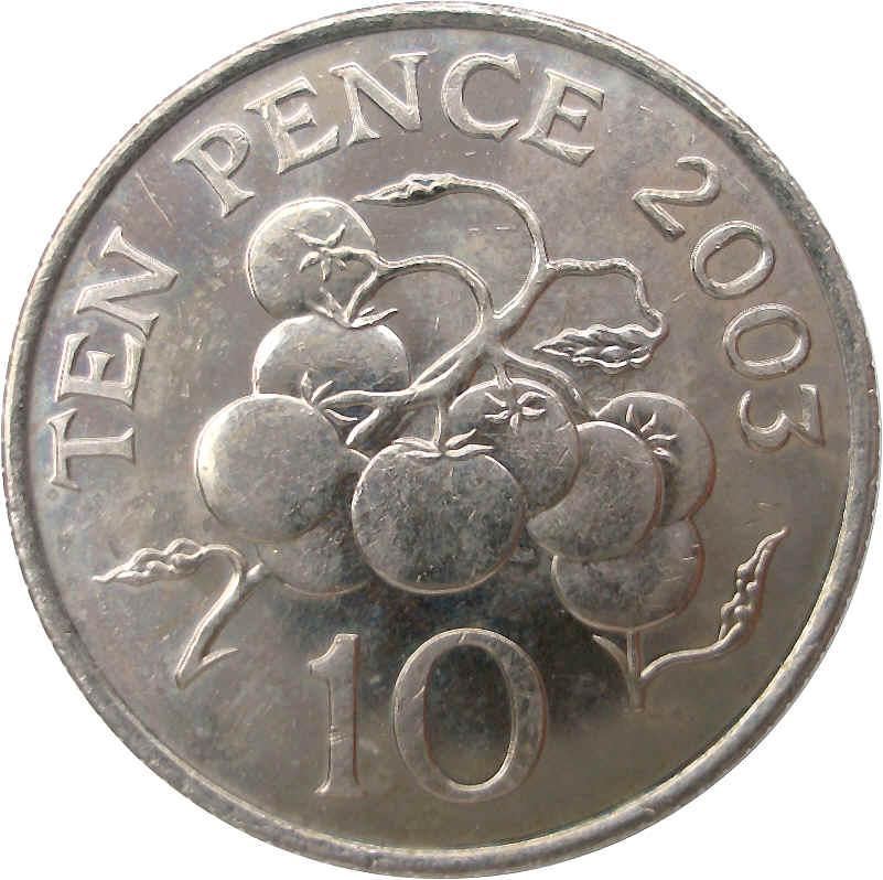 Guernsey | 10 Pence Coin | Queen Elizabeth II | Tomato | KM149 | 2003 - 2006