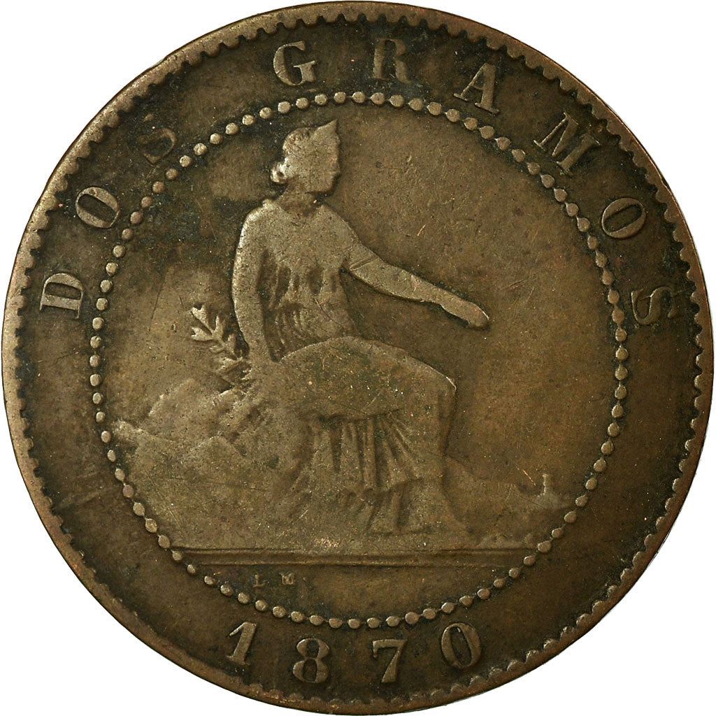 Spain 2 Centimos Coin | Provisional Government | KM661 | 1870