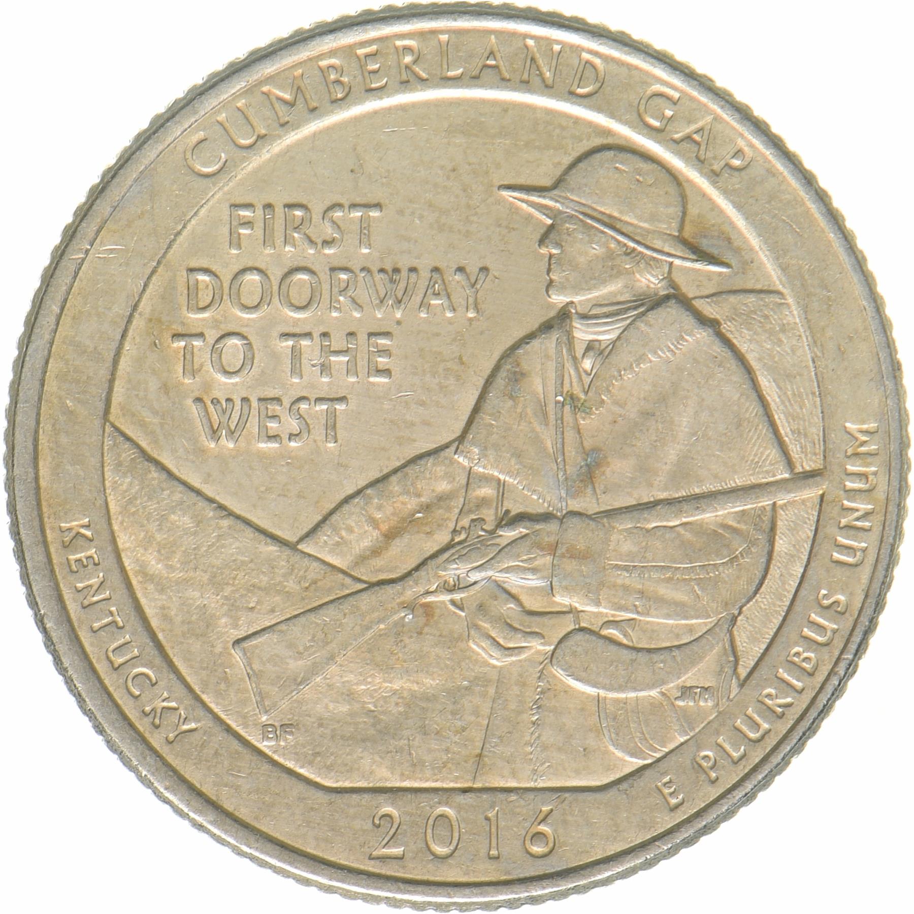 United States | 1/4 Dollar Coin | Cumberland Gap Park | Km:636 | 2016
