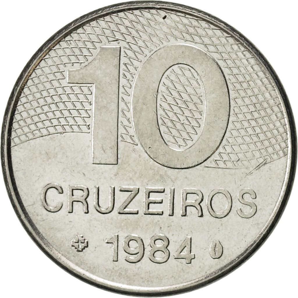 Brasiliansk 10 Cruzeiros Mynt | KM592.1 | Brasils hovedveikart | 1980 - 1984