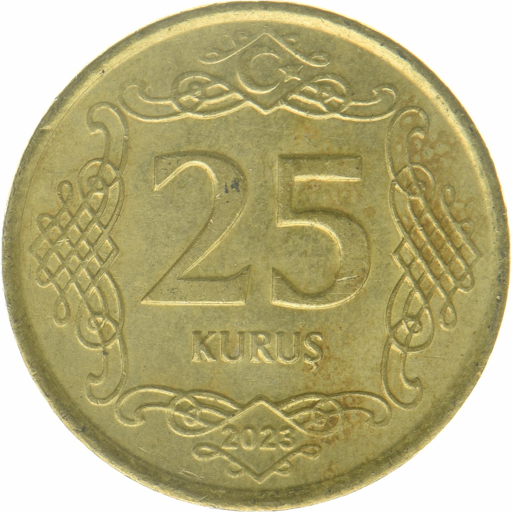 تركيا | عملة 25 قروش | مصطفى كمال أتاتورك | هلال | نجمة | كوفي | KM:1573 | 2023 - 2026