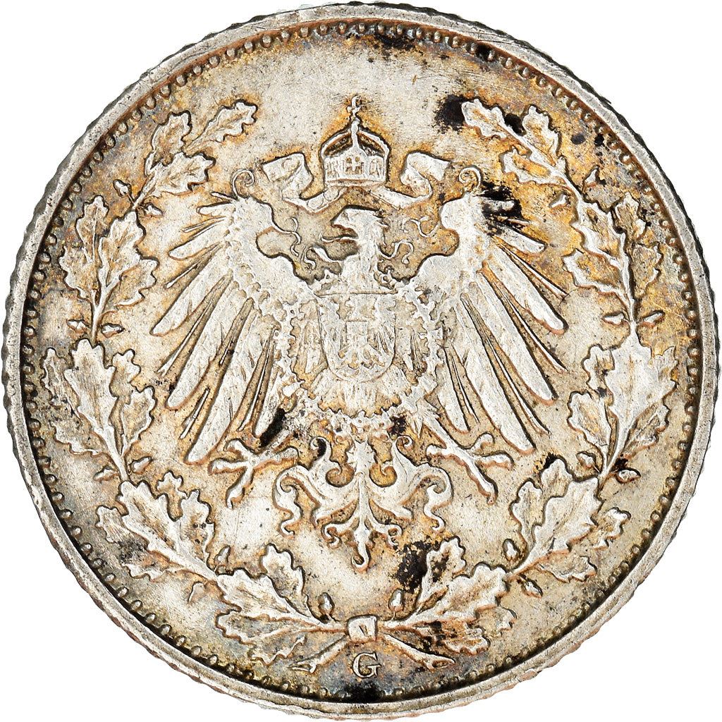 German Empire 1/2 Mark Coin | Deutsches Reich | Wilhelm II | Type 2 | KM17 | 1905 - 1919