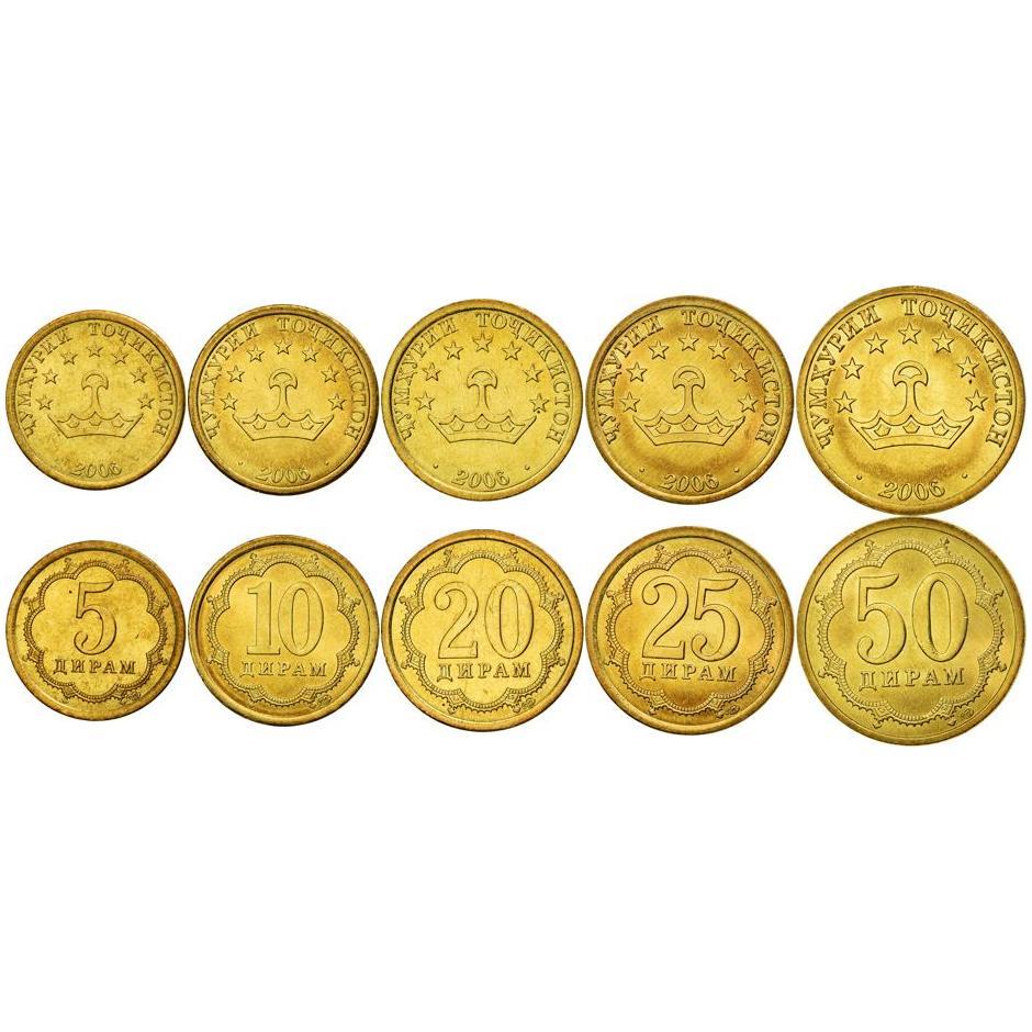 Tajikistan | 5 Coin Set | 5 10 20 25 50 Diram | 2006