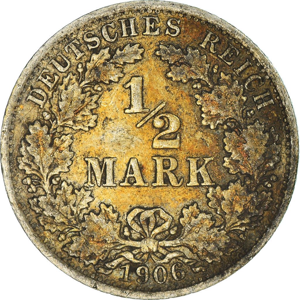 German Empire 1/2 Mark Coin | Deutsches Reich | Wilhelm II | Type 2 | KM17 | 1905 - 1919
