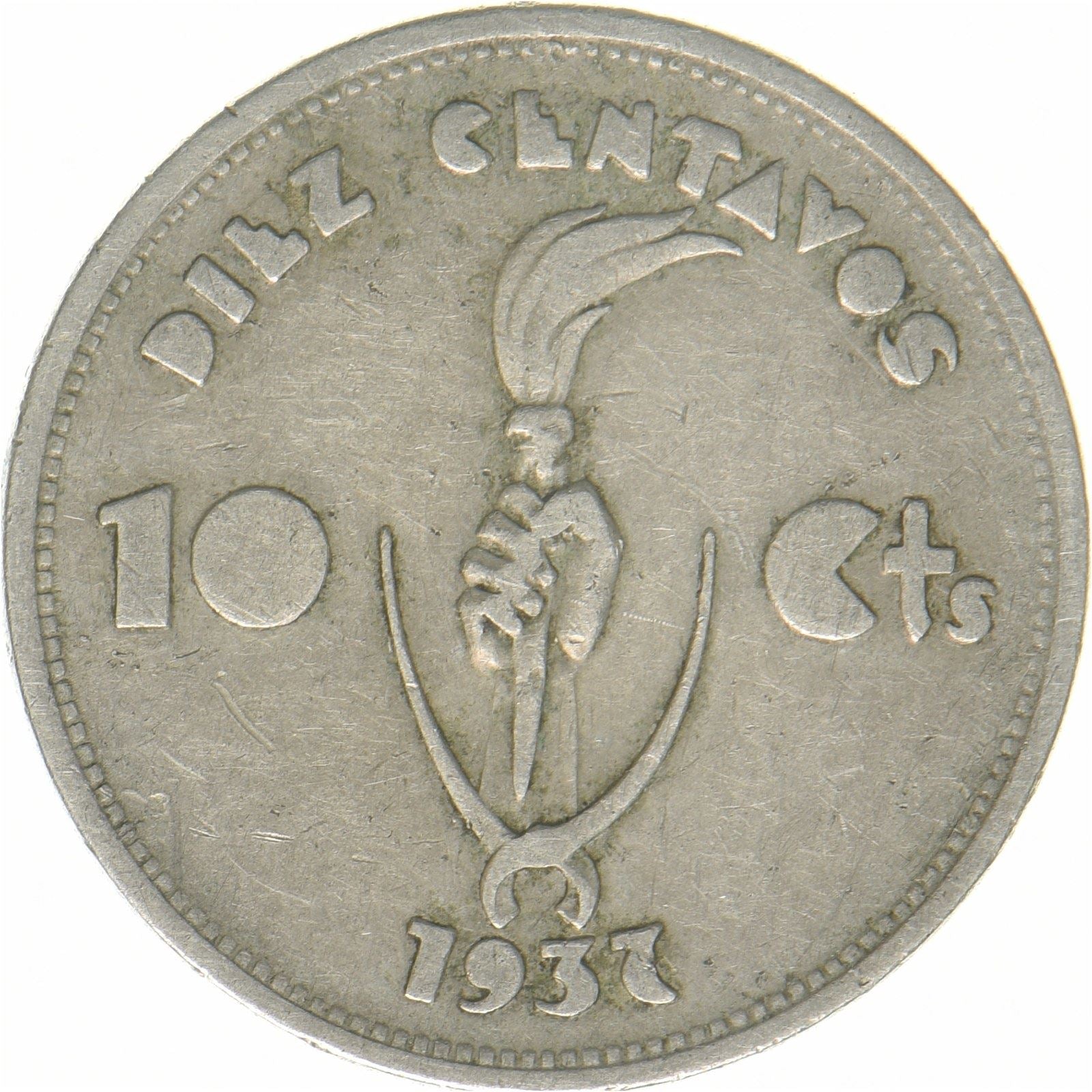 Bolivia | 10 Centavos Coin | Copper-nickel | Coat of Arms | KM:180 | 1937