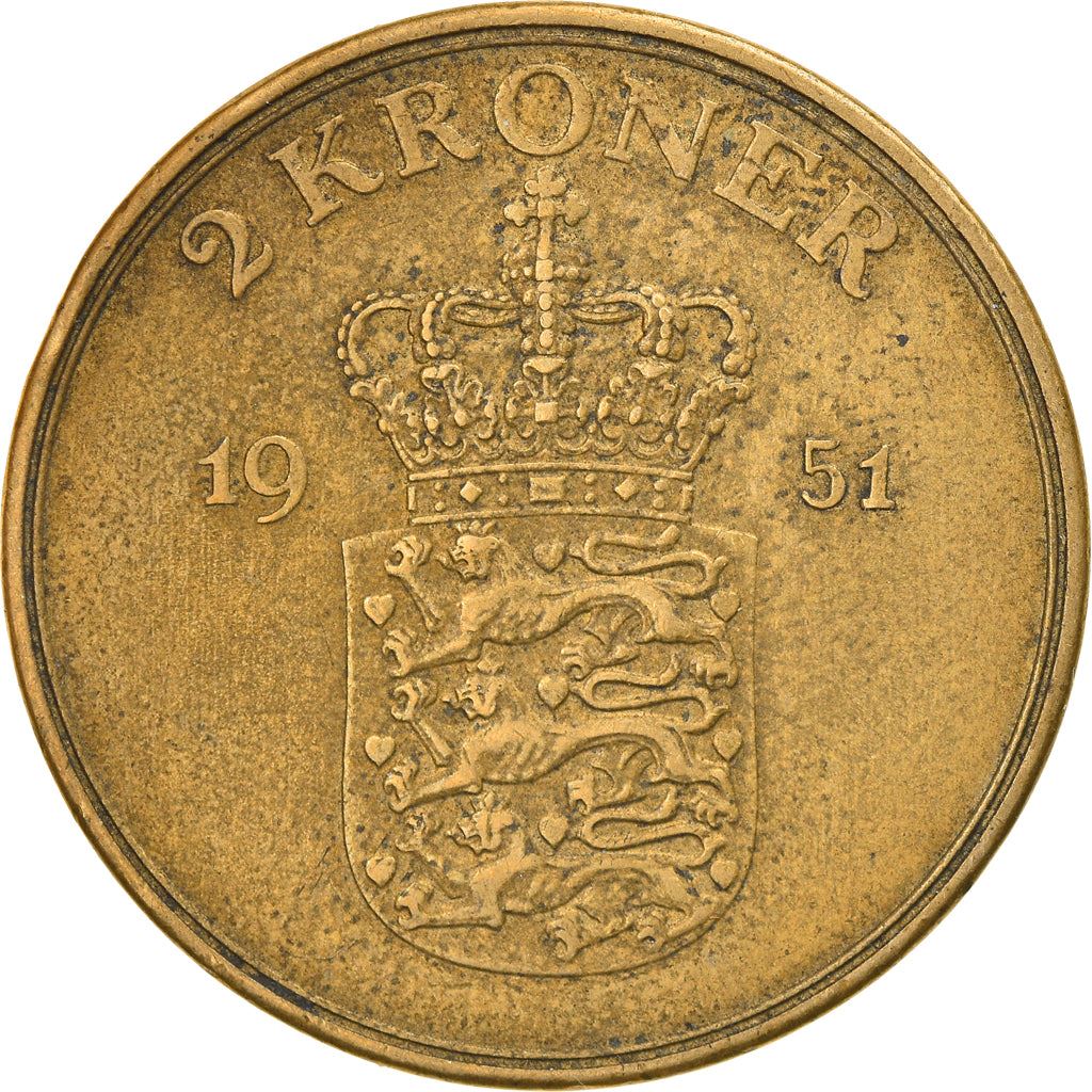 Denmark | 2 Kroner Coin | Frederik IX | Km:838 | 1947 - 1959