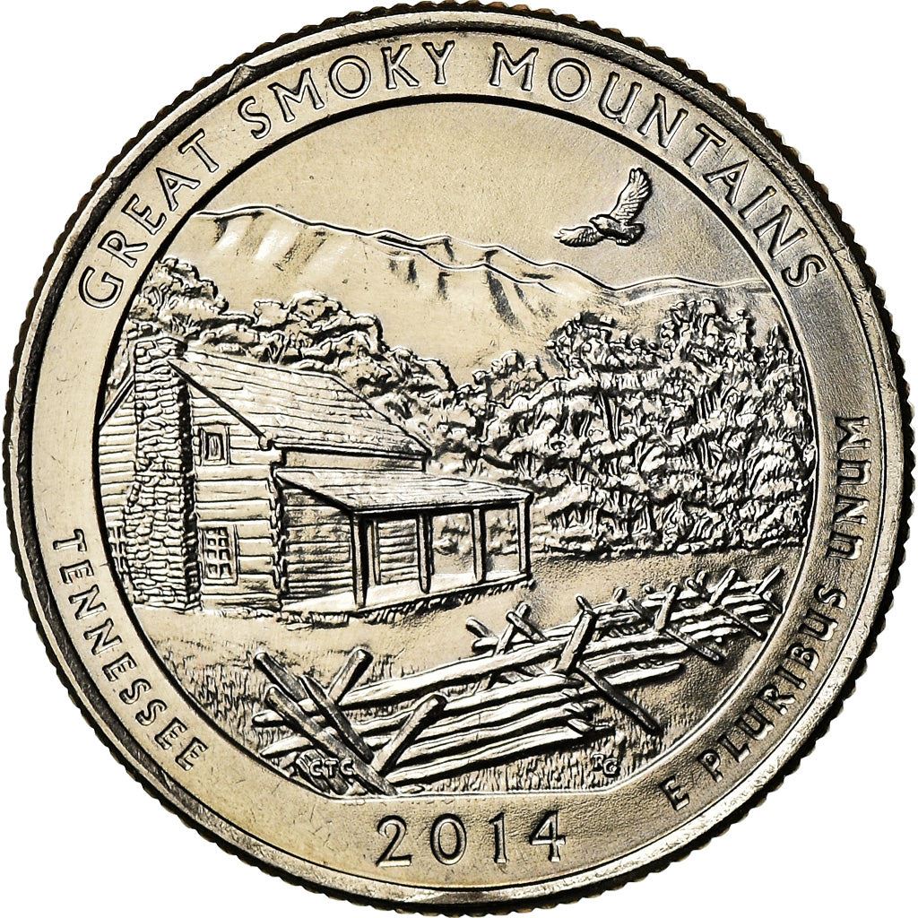 United States | 1/4 Dollar Coin | Great Smoky Mountains | Km:566 | 2014