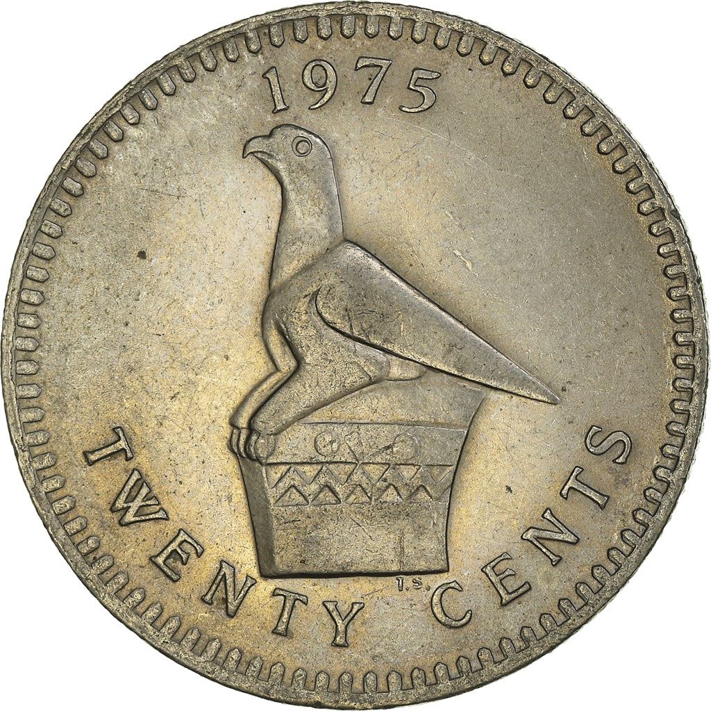 Rhodesia | 20 Cents Coin | Antelopes | Zimbabwe Bird | Km:15 | 1975 - 1977