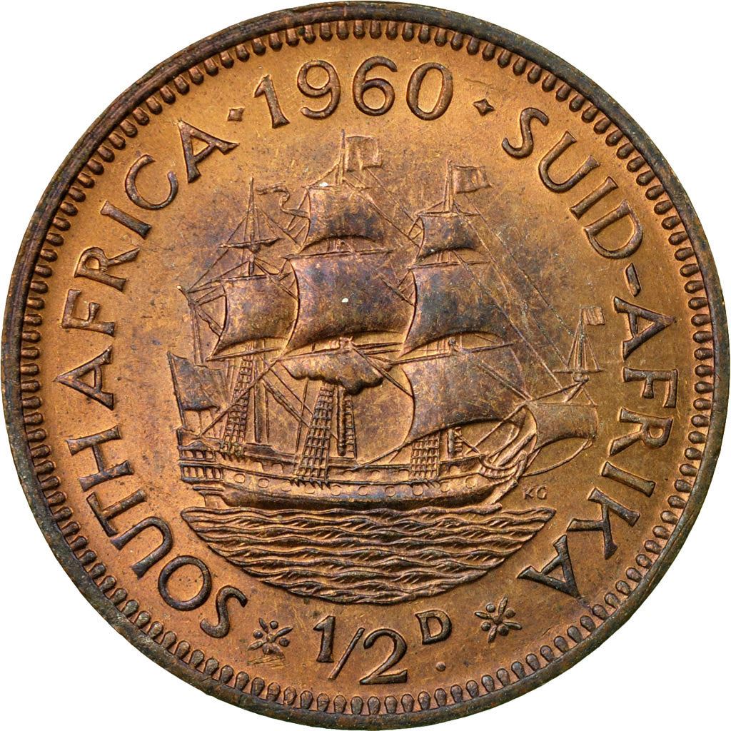 South Africa 1/2 Penny Coin | Elizabeth II 1st portrait | KM45 | 1953 - 1960