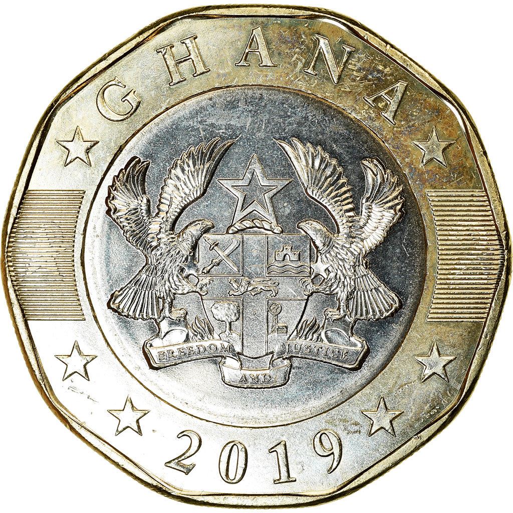Ghana | 2 Cedis Coin | Bimetallic | Eagle | KM:82 | 2019