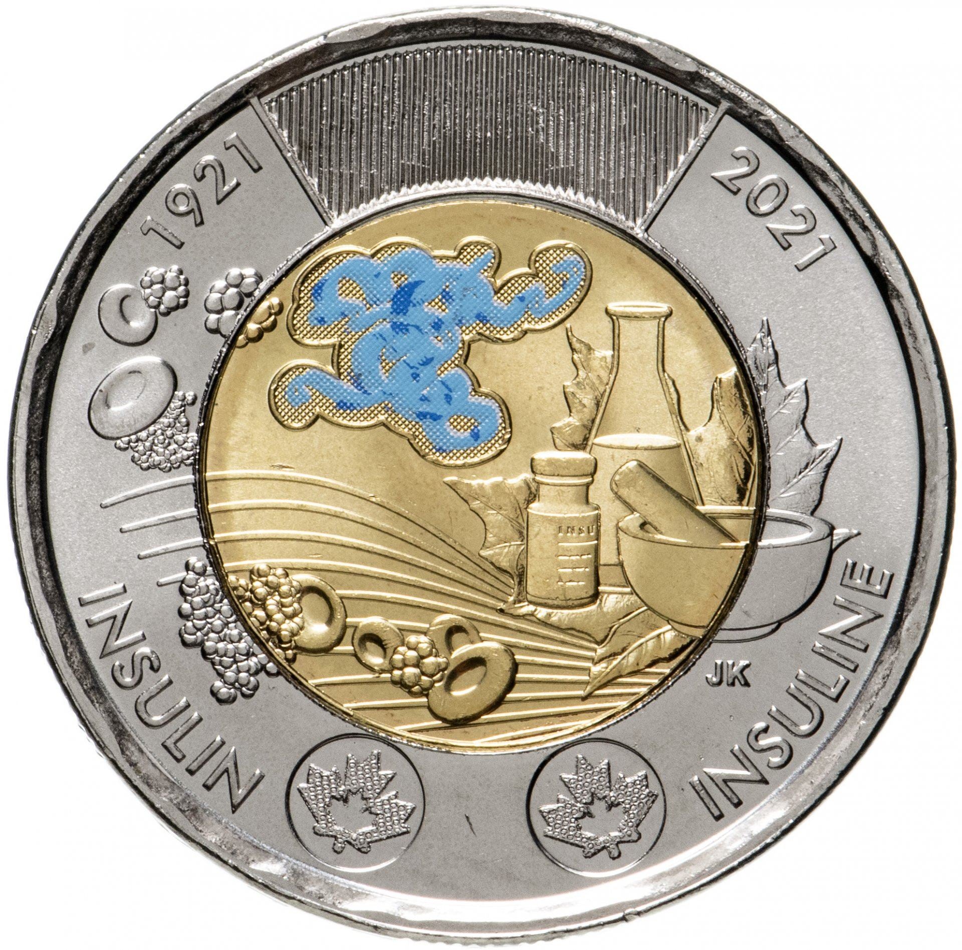 Kanada | 2 dolerių moneta | Insulino atradimas | Dvimetalė | KM:3101 | 2021