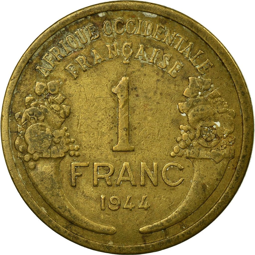 French West Africa | 1 Franc Coin | Marianne | Cornucopia | Berries | Km:2 | 1944