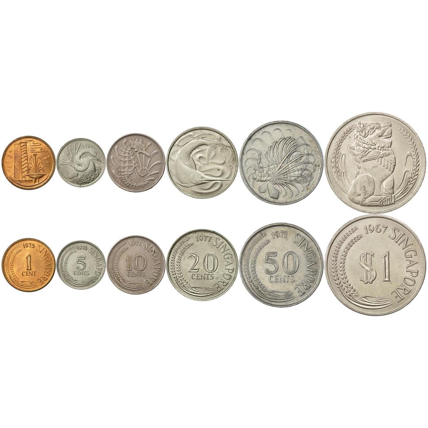 コレクション 1967 Singapore Coin Set シンガポール | 6枚セット | 1セント 5 10 20 50セント 1ドル | 公営