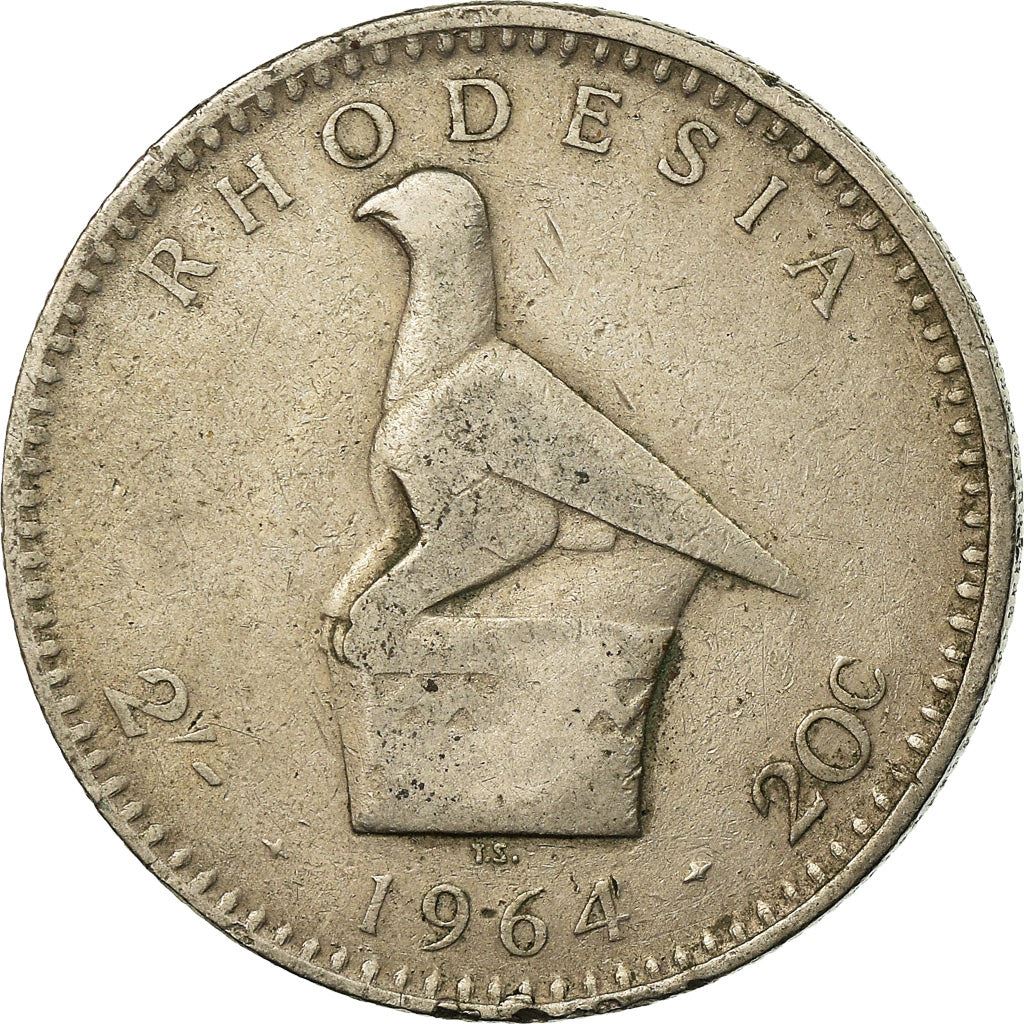 Rhodesia | 2 Shillings / 20 Cents Coin | Elizabeth II | Zimbabwe Bird | Km:3 | 1964
