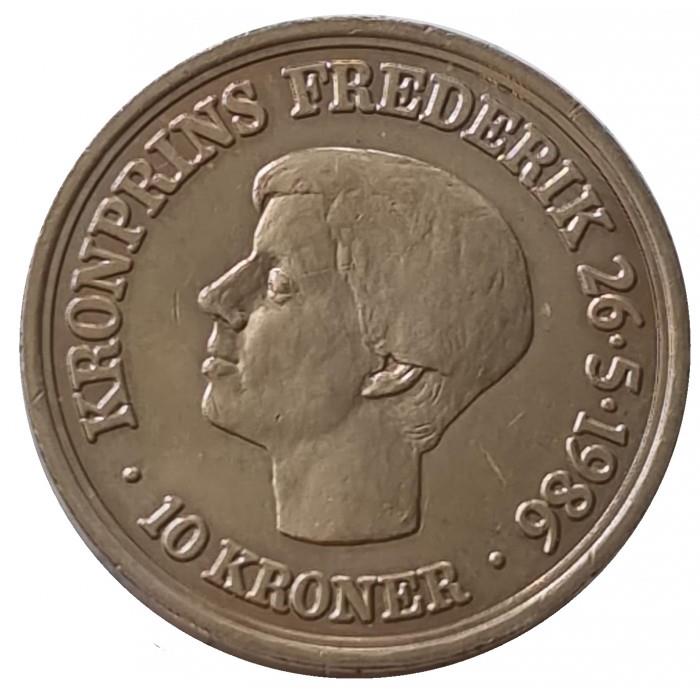 Denmark | 10 Kroner Coin | Frederik | KM:865 | 1986