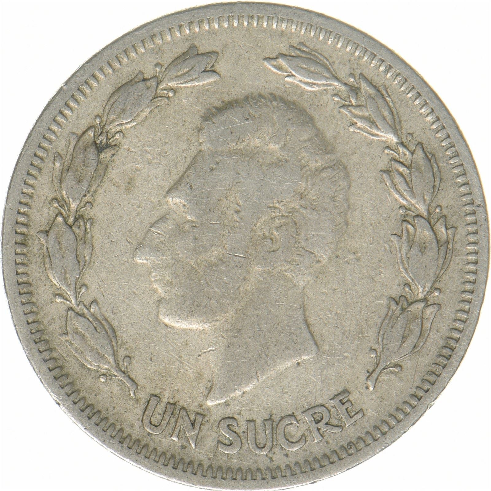 Ecuador | 1 Sucre Coin | Antonio José de Sucre | Copper-nickel | KM:78a | 1959