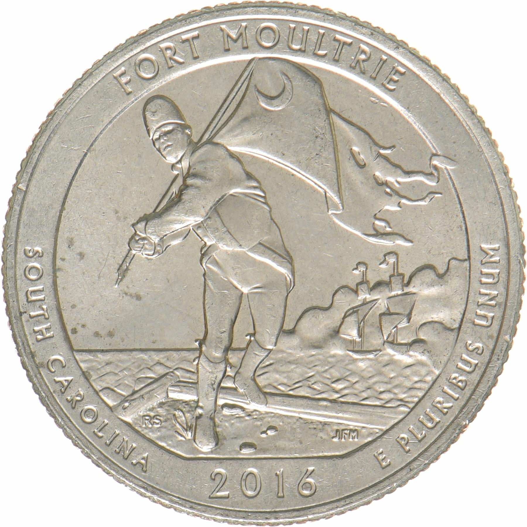 United States | 1/4 Dollar Coin | Fort Moultrie | KM:639 | 2016