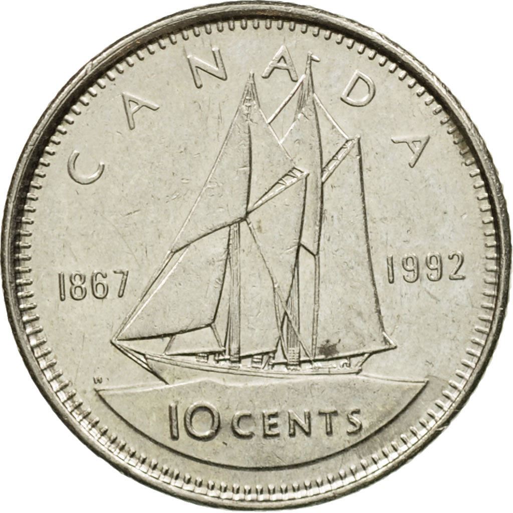 Canada | 10 Cents Coin | Nickel | Confederation | KM:206 | 1992