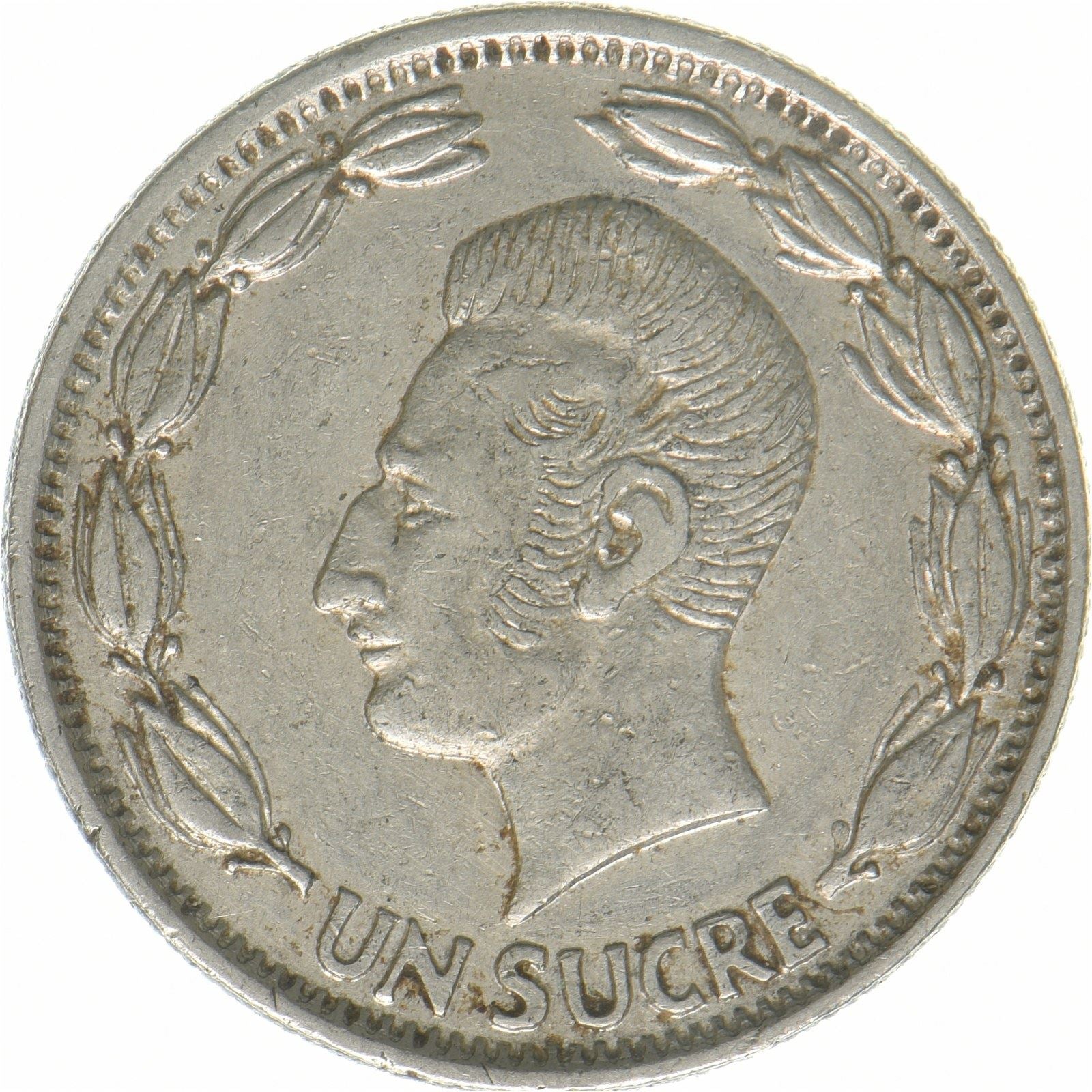 Ecuador | 1 Sucre | Antonio José de Sucre | Nickel clad steel | KM:78b | 1964-1981