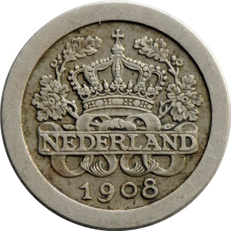 מטבע הולנד 5 סנט | המלכה וילהלמינה | KM137 | 1907 - 1909