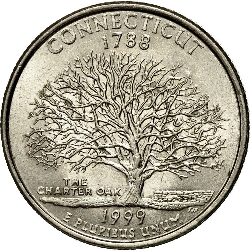 United States | 1/4 Dollar Coin | Connecticut | Km:297 | 1999
