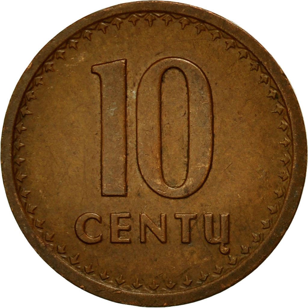 Litauen Mynt Litauiska 10 Centų | Vytis | Riddare | Häst | KM88 | 1991