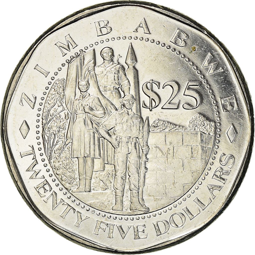 Zimbabwe 25 Dollars Coin | Bateleur Eagle | Military Monument | KM15 | 2003