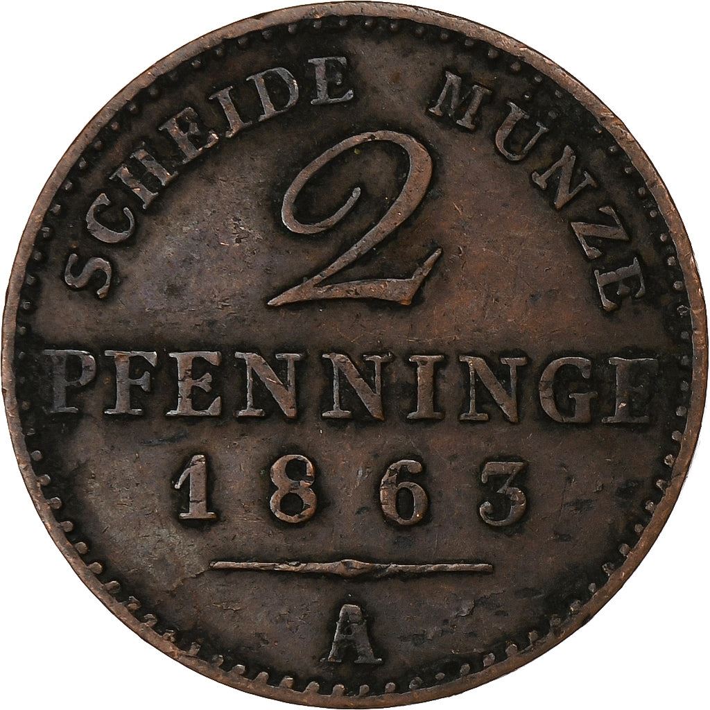 Kongeriget Preussen | 2 Pfennig Mønt | Wilhelm I | Km:481 | 1861 - 1873