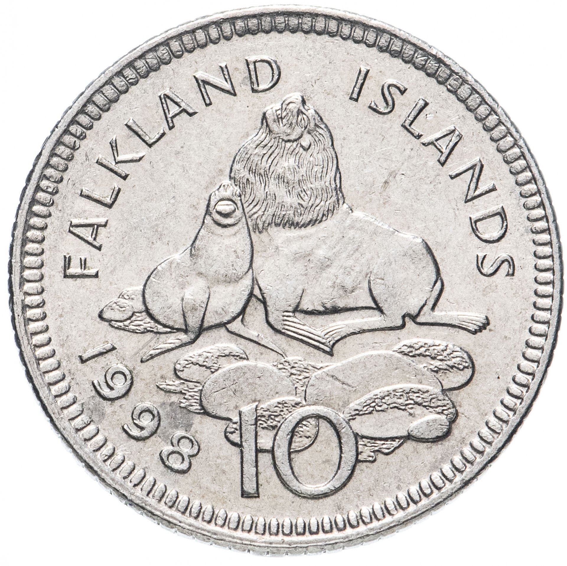 Falkland Islands | 10 Pence Coin | Ursine seal | KM:5.2 | 1998 - 1999
