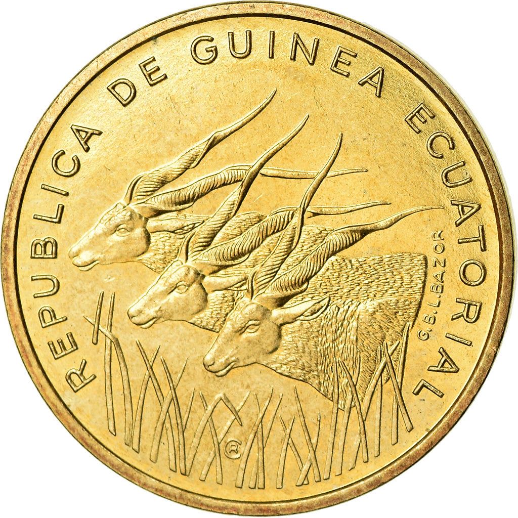 Equatorial Guinea | 5 Francos Cfa Coin | Giant Elands | Km:62 | 1985