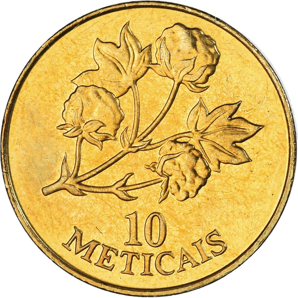Mozambique 10 Meticais Coin | Cotton Plant | KM117 | 1994