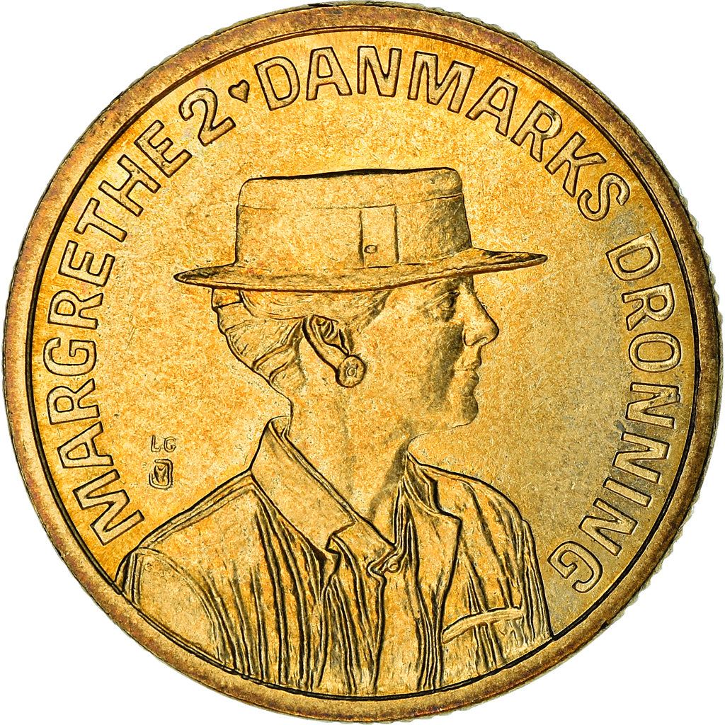 Danish | 20 Kroner Coin | Queen Margrethe II | KM870 | Denmark | 1990