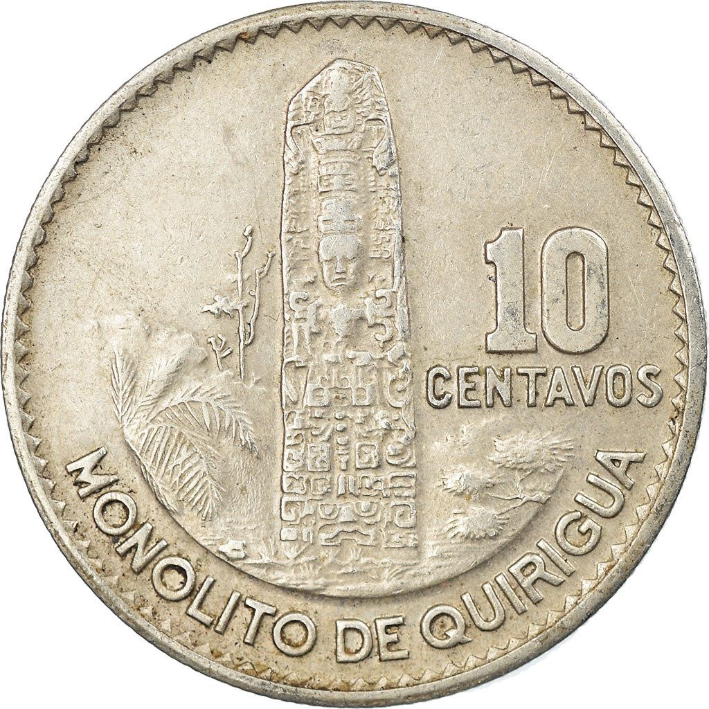 Guatemala | 10 Centavos Coin | Mayan Pillar | Km:267 | 1965 - 1970