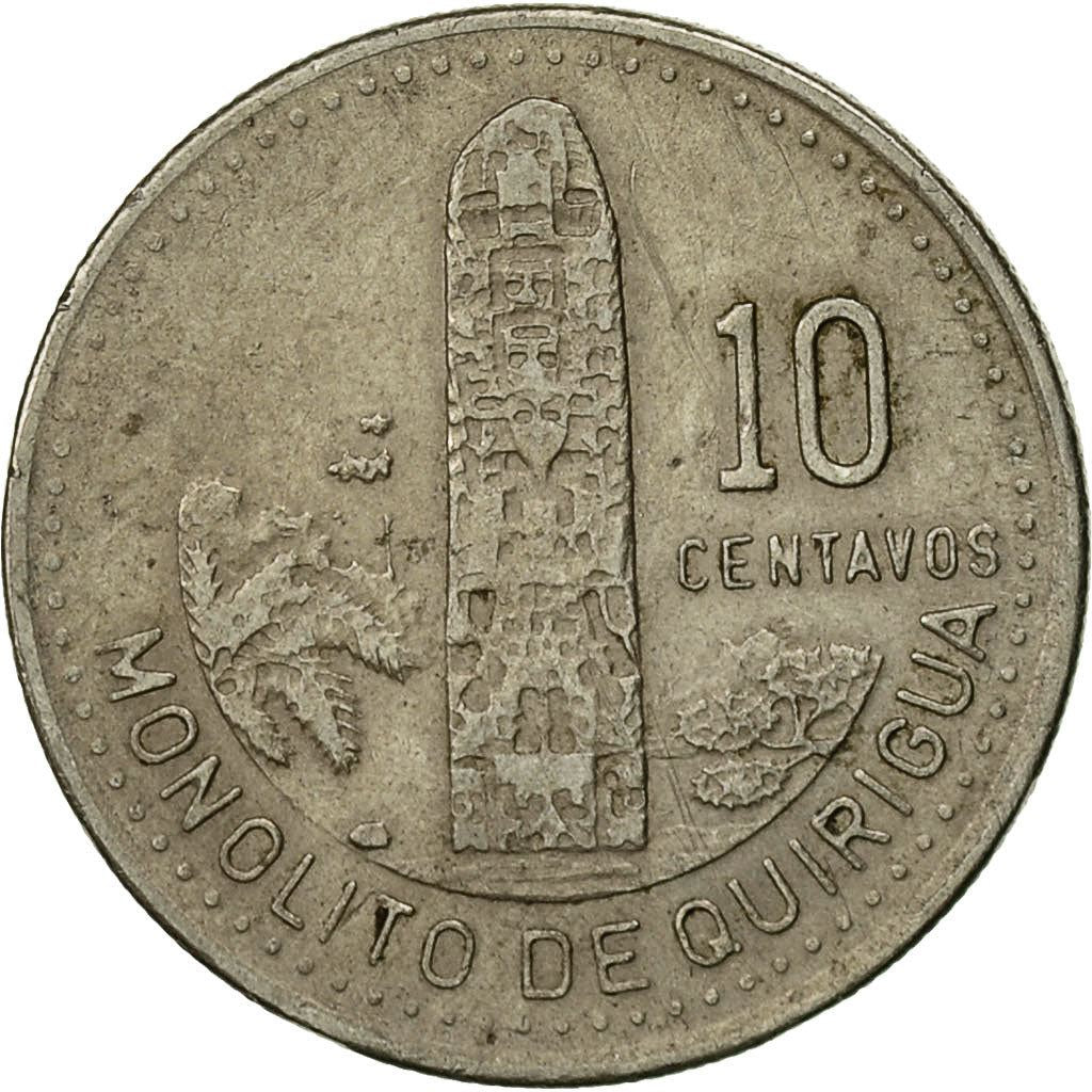 Guatemala | 10 Centavos Coin | Mayan Pillar | Km:277 | 1976 - 2009