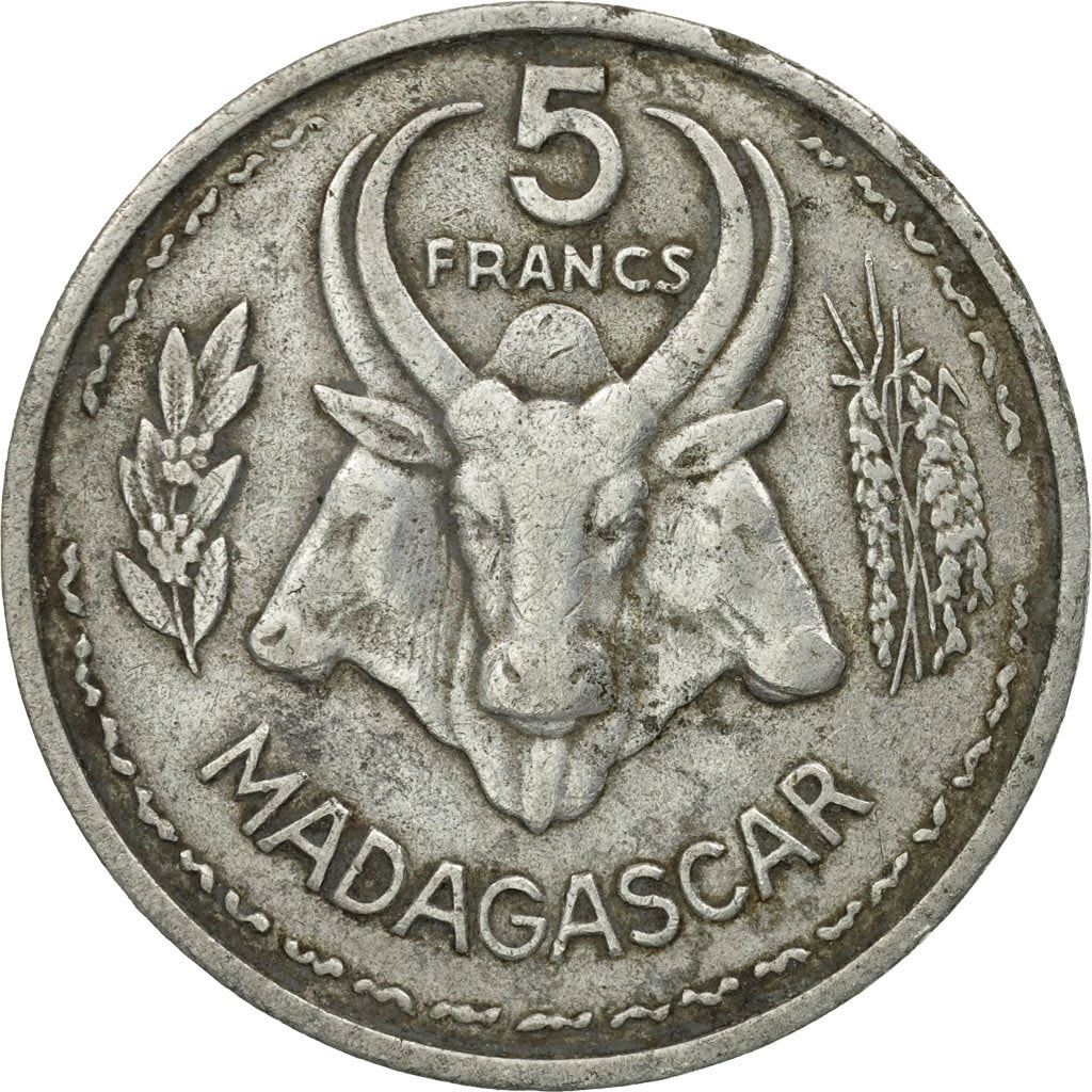 Madagascar | 5 Francs Coin | Marianne | Zebu | Km:5 | 1953